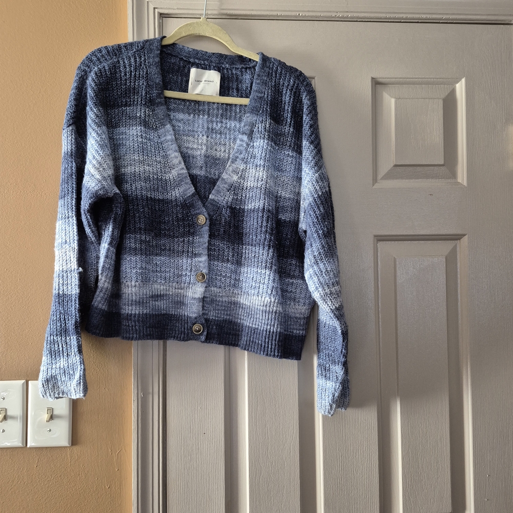 Lucky Brand Navy and Light Blue Women's Cardigan